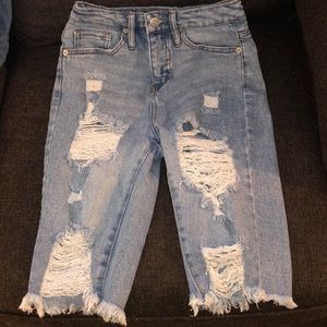 Blue Denim boyfriend high rise shorts